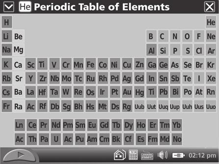 The Periodic Table displays the full table of elements at first; to see data on any element, tap its symbol.