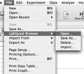 Use LabQuest with a Computer Choose Open in LabQuest Browser to open a file, located on LabQuest, in Logger Pro.