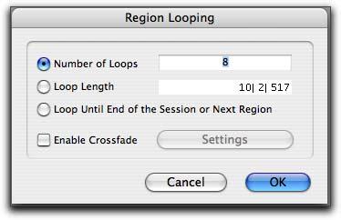 Looping regions provides more flexibility than the traditional Pro Tools Repeat and Duplicate Edit menu commands.