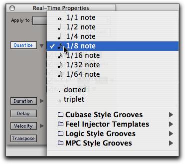 Enabling Real-Time Properties To enable Real-Time Properties: 1 Select a track, or make and Edit or Time selection.