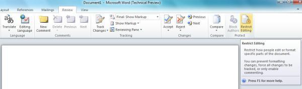 Restrict Editing Office 2010 offers yet another enhanced feature