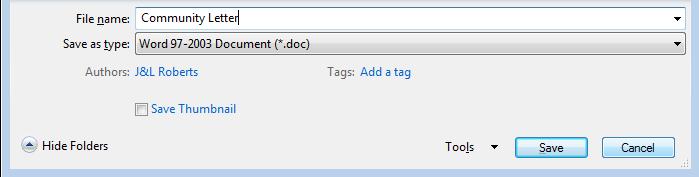 Save As Other Formats You as change the file type in the Save As dialog box. Click on the in the Save as type: field.