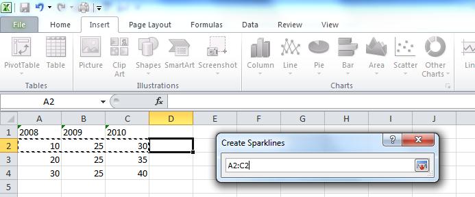 What s New in Excel 2010? Sparklines Excel hasn't been modified as much as the other major applications in Office 2010, but there have been some useful additions.