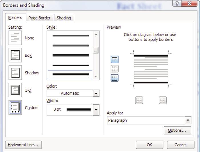 FIGURE 7 The Borders and Shading toolbar lets you choose border styles.