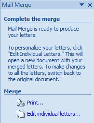 Decide whether you want to print the letters or edit the individual letters.