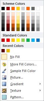 CHANGING FILL COLORS To modify the fill color, picture, gradient, and texture applied to the box surrounding a WordArt object, follow the steps outlined below: Select the WordArt object to be