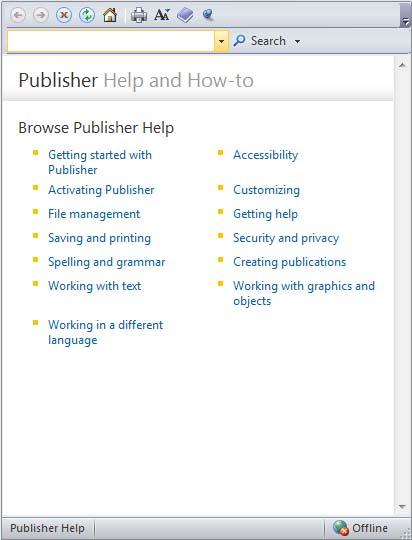 WORKING WITH HELP USAGE: Publisher has an extensive help database that can assist you with virtually any topic you encounter while working with the program.