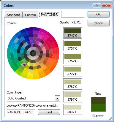 The third tab (labeled Pantone) is used for color matching.