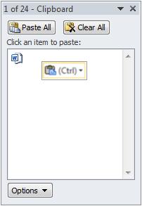 USING THE OFFICE CLIPBOARD USAGE: You can use the Office Clipboard to collect multiple items (both text and graphics) to be pasted within Publisher or other Office applications.