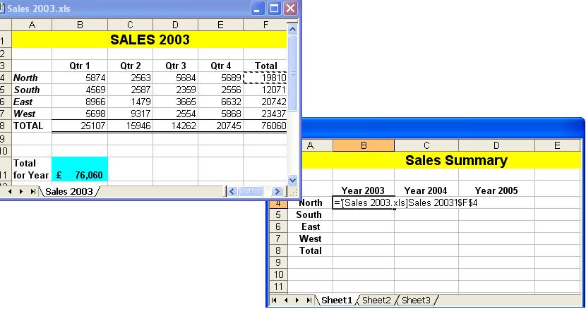 View tab and click Switch Windows select the workbook to refer to (in our case it is Sales 2003.