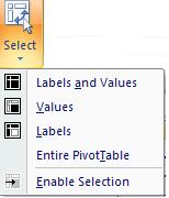 OK Click in the PivotTable data Select whole PivotTable, Labels or Value From Actions group of buttons, select the button The PivotTable will now be empty Click in the PivotTable data You must first