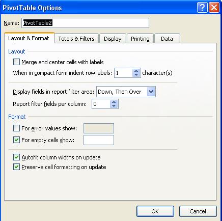 74 Microsoft Office Excel 2010 Level 2 A list of PivotTable Options will be displayed Show Page