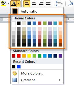 Theme fonts (available in the Font menu) Shape styles (available in the Format tab when you click a