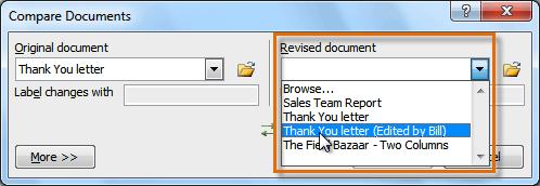 At this point, Word compares the two documents to determine which changes were made, and it creates a
