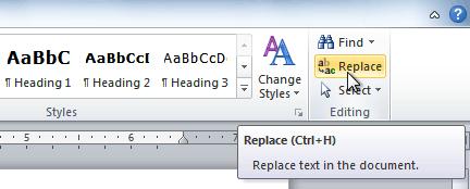 To replace text: 1. From the Home tab, click the Replace command. The Find and Replace dialog box will appear. 2.