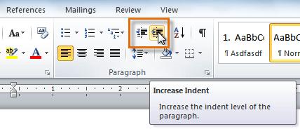 To adjust the first-line indent, drag the first-line indent marker on the ruler. 3. To adjust the hanging indent, drag the hanging indent marker. 4.