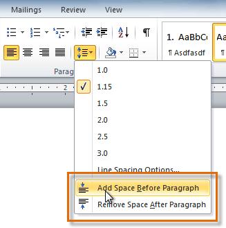 3. From the drop-down menu, you can also select Line Spacing Options to open the Paragraph dialog box.