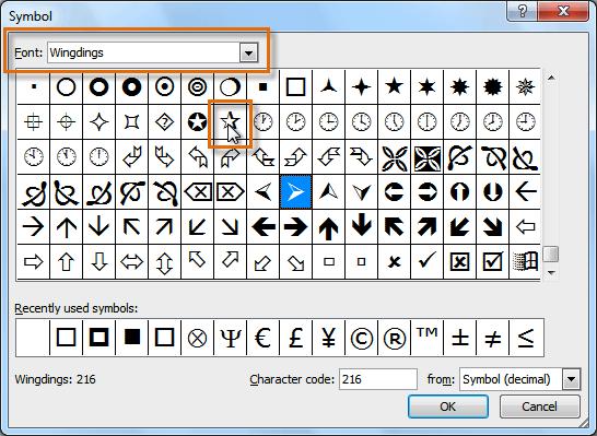 6. Select the desired symbol. 7. Click OK. The symbol will now appear in the Preview section of the Define New Bullet dialog box. 8.