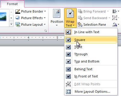 Changing text wrapping settings When you insert clip art or a picture from a file, you may notice that it's difficult to move it exactly where you want.