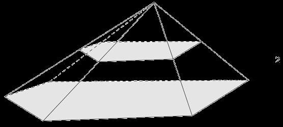Name CC Geometry H Date HW #6 1) The diagram below shows a circular cone and a pyramid. The bases of the cones are equal in area and they have equal heights. a. Sketch a cross-section in each cone that is parallel to the base of the cone and 2/3 closer to the vertex than the base plane.