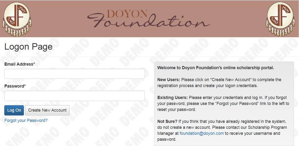 HOW TO CREATE A NEW ACCOUNT Doyon Foundation ONLINE