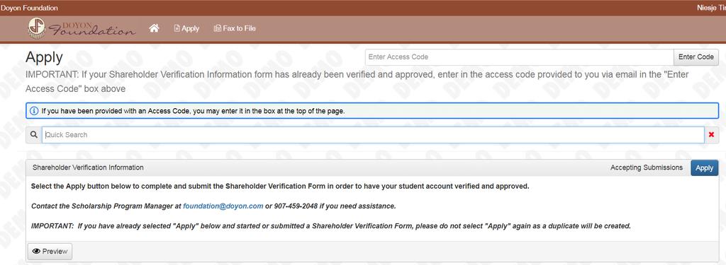 At this point, you may disregard the Enter Access Code and Quick Search fields. 13. Enter Student ID as instructed on the screen. 14. Enter Date of Birth (MM/DD/YYYY). 15.