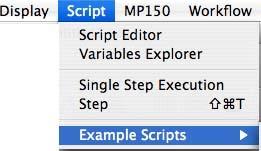 3. Select Script > Script Editor. 4. Click the Script file pull-down menu and select New Script file.
