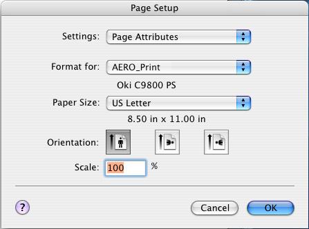 2-52 Printing from Mac OS Computers 3. Select the Page settings for your print job. 4. Click OK. 5.