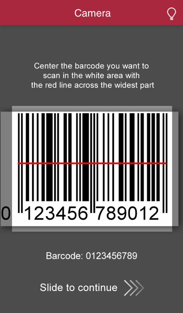 4. Scan 4b) Query for fabrics code using device camera (cont.) Barcode will scan in the scanning area automatically.
