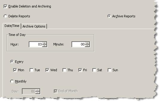 month 5. In the Archive Location field, specify a folder in which to store the archived reports.