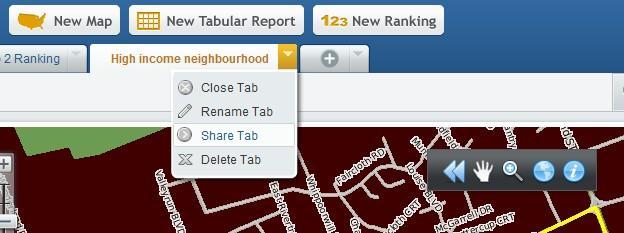 26. Share the map tab by following a few steps. Step a: Click the dropdown menu and select Share Tab.
