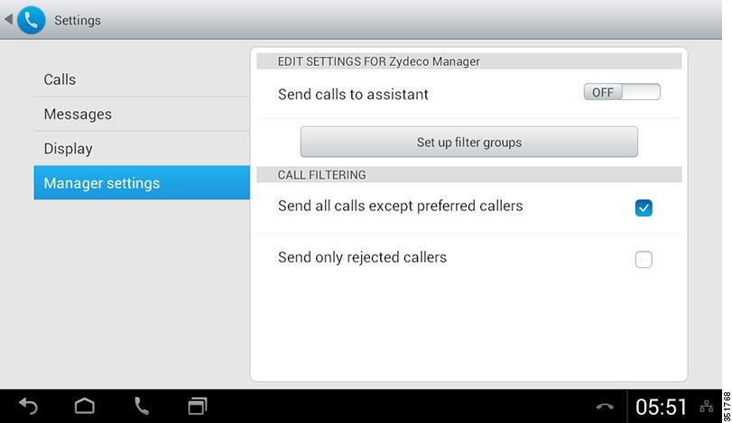 Configure Alert Tone for Incoming Calls Feature Call Filter On Description To toggle the filter off and on, select Filter from the Manager Status