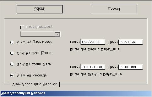 Viewing User Records 1. In the Main Menu window, click View Records. The View User Records window opens. 2.
