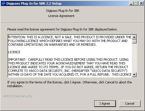 3.3.3 Run Install Install the standard installation components on a single machine. 1. Start the Digipass Plug-In for SBR install process on the SBR server (SVR).