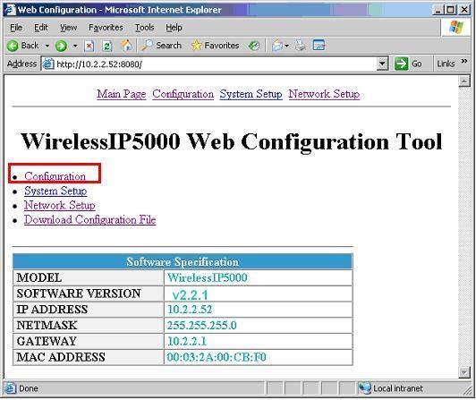 2. From a Web browser, enter the IP address of the Hitachi Cable WirelessIP 5000 telephone with port 8080 (e.g. http://10.2.2.52:8080).