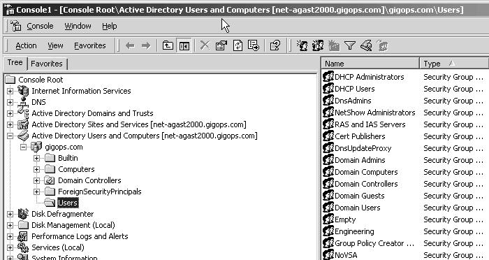 28 Configuring the RADIUS server (Microsoft) 1 Under Administrative Tools, select Active Directory Users and Computers to add a new user account to Active Directory.