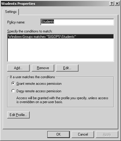 40 Configuring the RADIUS server (Microsoft) box, click the Authentication tab and then