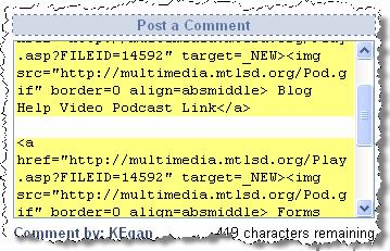 Link Multimedia (Podcast or Video) in a Blog Post or Comment Linking to a podcast can be accomplished by first uploading the podcast to your multimedia area.