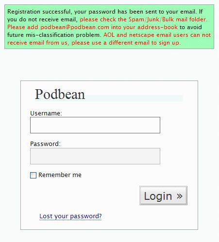 Initial Login Your username and password are emailed to the address you gave and you