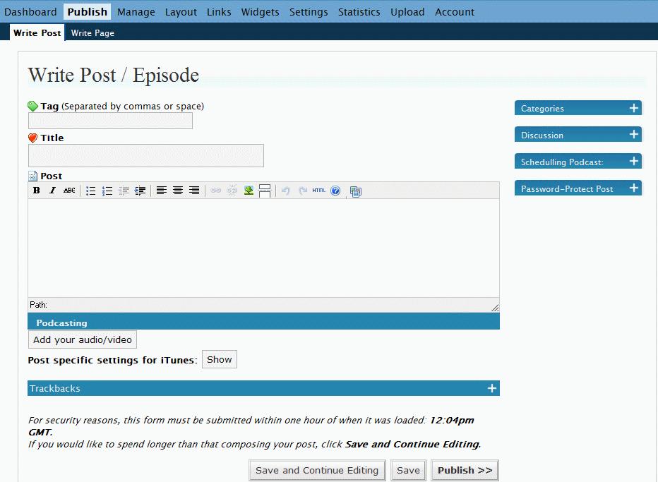 Posting your Show Notes Now you re ready to create your blog, which will be the show notes for your podcast.