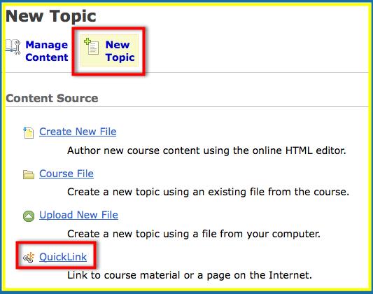 QuickLink Step #1 Create New Topic QuickLink Step #2 Click on QuickLink