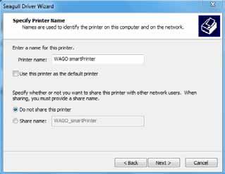 Step: The smartprinter printer is displayed automatically at the USB connection.