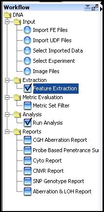 3 Detailed Descriptions Setting Up and Running Workflows for Extraction and/or Analysis Setting Up and Running Workflows for Extraction and/or Analysis After you organize your microarrays and define