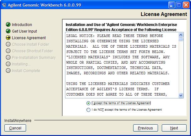 Installing Agilent Genomic Workbench Client If you have entered valid credentials and authentication is successful, the License