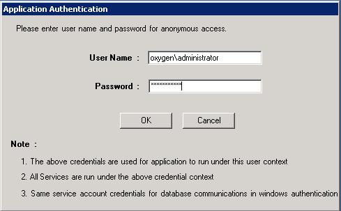 5. Active Directory Manager Pro will start installing. 6. Application Authentication pop up will appear, enter Username and Password, click OK button.