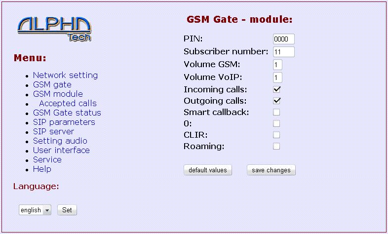 2.3 GSM Gate - module PIN - set up the PIN of SIM card in modul. When you use SIM card without PIN then this window is not used.