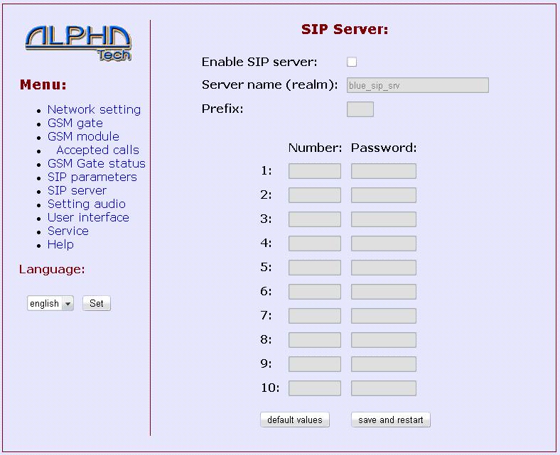 2.8 SIP Server (internal) A module must be set to the mode with SIP server.