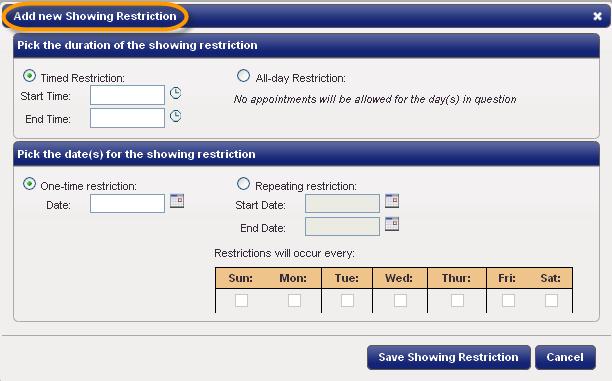 Step 3: In the Showing Restrictions section select a required or suggested lead time for showings