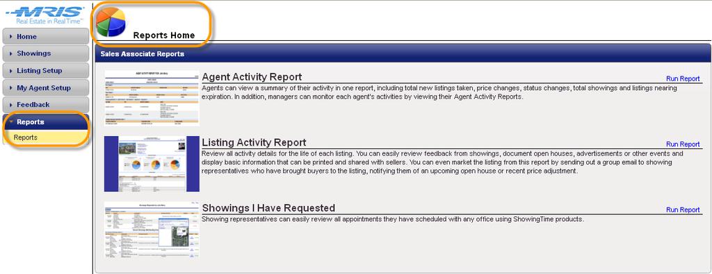 ShowingTime Reports ShowingTime gives the agent the ability to run a number of reports: 1. Agent Activity Report allows the agent to view a summary of their activity in one report. 2.
