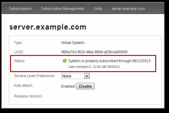 Red Hat Network Subscription Management Figure 18. Subscription Status The status shows how long the current subscriptions are valid and the last time that the subscription certificates were updated.